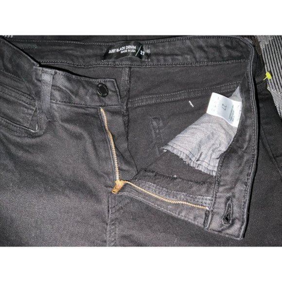 Just Black Denim Black Fringe Hem Skinny Jeans Size 27 Mid Rise Stretch Denim - Picture 7 of 10